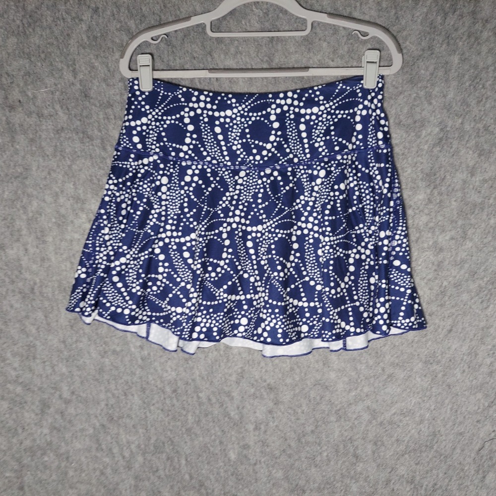 Gottex Women Skort L Navy Polka Dot Sporty Athletic Tennis Golf Skirt Pocket